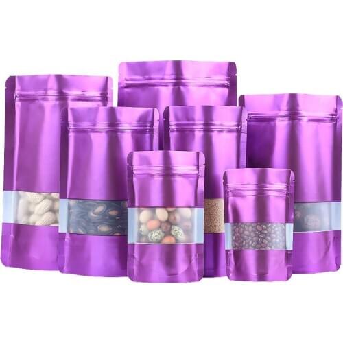 50pcs Self Seal Zipper Plastic Mylar Packaging Pack Bag Stand Up with Matt Window Ziplock Food Storage Bag Retail Package Bags