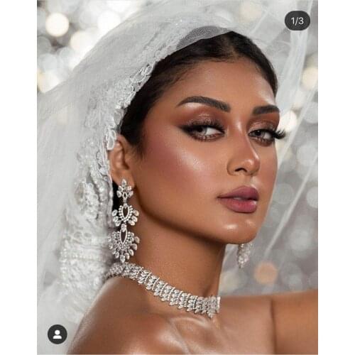 AccKing 2pcs Bridal Zirconia Full Jewelry Sets For Women Party, Luxury Dubai Nigeria CZ Crystal Wedding necklace sets