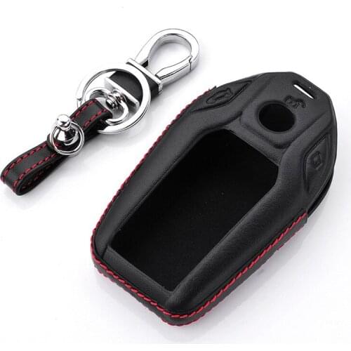 RUNFA AUTO Car Genuine Leather Key Protect Holder Cover Keychain For BMW 5 7 Series 730li 740li 750li i8 Touch LCD Display Key