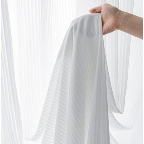 White Stripe Tulle Sheer Window Curtains for Living Room Modern Voile Curtain For Bedroom Decor Drape Blinds Home Custom Size