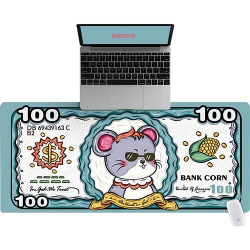 90x40cm Large HD Cartoon Funny Cat Dollar Pattern Office Computer Desk Mat Laptop Cushion Desk Non-slip Mat Gamer Mousepad Mat