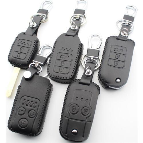 FLYBETTER Genuine Leather Remote Key Case Cover For Honda Accord/City/Crv/XRV/Fit/Civic/Odyssey/Insight/Jade/Vezel/Jazz L411