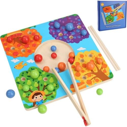 Children Montessori Wood Toys Clip Beads Puzzle Color Matching Cognition Game Kids Early Educational Hands Brain Training Toys