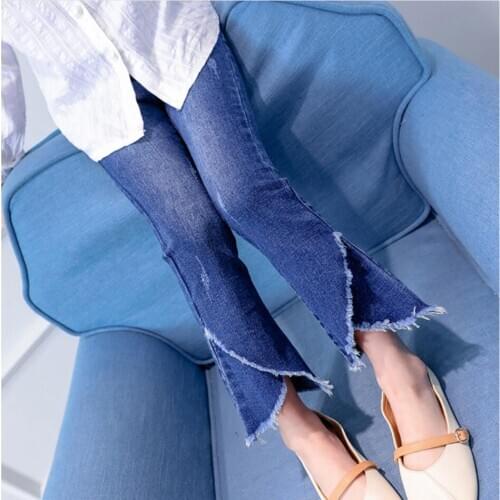 Children Jeans for teens girl pants fashion tassel Stitching blue flared 3-10 ages princess denim Trousers