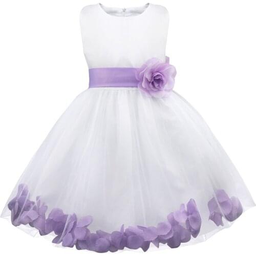 Kids Princess Tutu Dress For Girls Summer Petals Tulle Flower Girl Dresses Wedding Formal Pageant Birthday Party Prom Dress