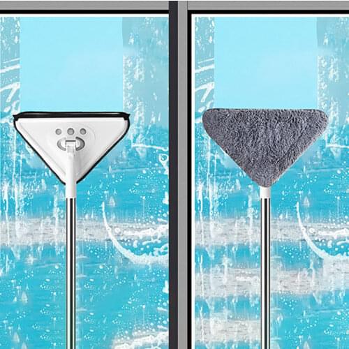 Triangle Mop for Washing Glass Ceiling Dust Cleaning Squeegee Kitchen Wall Flat Floors Windows Telescopic Wiper Brush Household