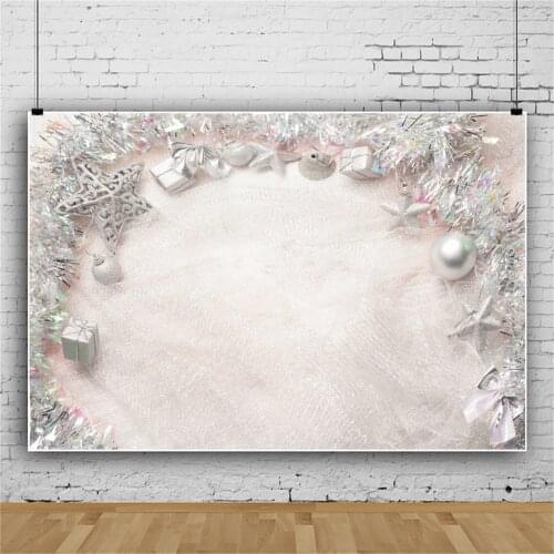 Silver Christmas Ball Festivals Gift Winter Snow New Year Party Baby Photocall Portrait Photo Background Photography Backdrops