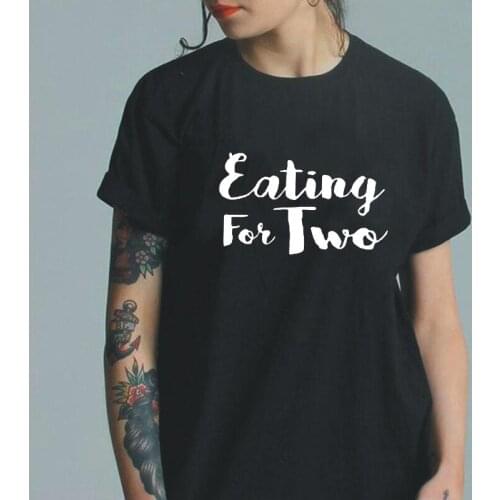 Summer Casual T Shirt Women Tops Funny Eating for Two Letter Women Tshirt Casual Cotton Hipster Tee Shirt Femme Camiseta Mujer