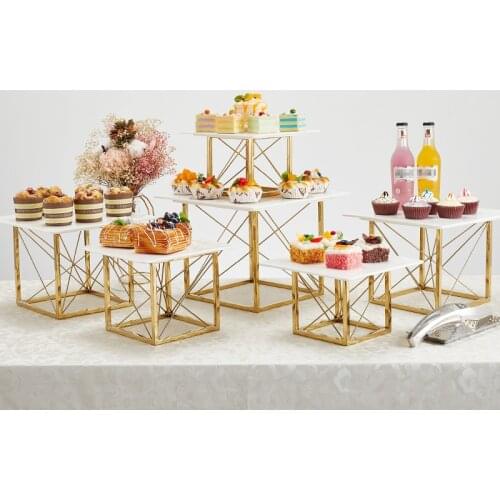 Metal electroplating cake rack dessert table European golden cake rack dessert display plate Mirror Tray Cake rack cake stand