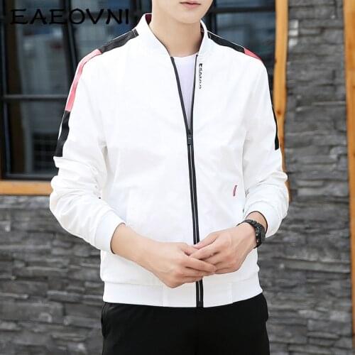 EAEOVNI 2021 New Autumn Mens Leisure Baseball Jacket Casual Fashion Bomber Jacket Men Windbreaker Outerwear Slim Jackets Coats