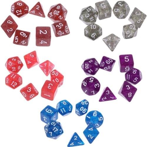 7pcs Sided Dice D4 D6 D8 D10 D12 D20 Dungeons & Dragon D&D RPG Poly Table Board Game Set U2JB
