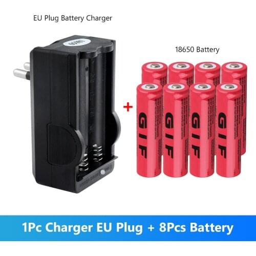 2021 New 8Pcs 3.7V Rechargeable 9800mAh Battery Lithium Li Ion 18650 Batteries With Charger For LED Flashlight Headlamp Torch