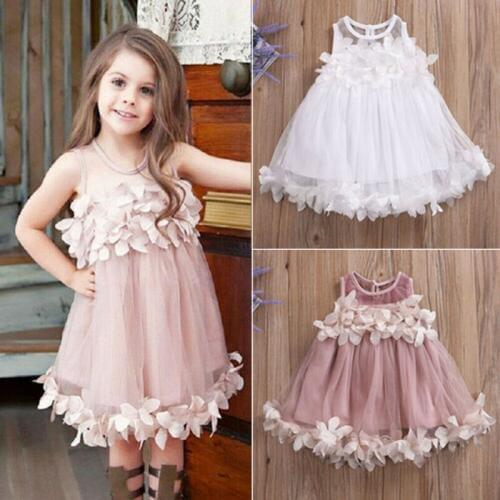 0-7T Baby Girl Toddler Party Tutu Dress Kids Girls Sleeveless Petals Dresses Pageant Wedding Birthday Christmas Princess Costume