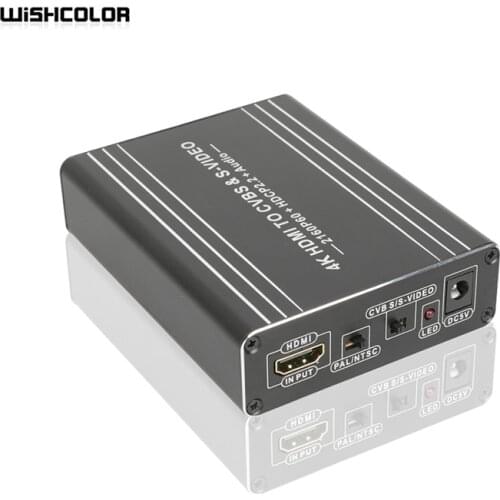 Wishcolor NK-H12 4K HDMI To CVBS & S-VIDEO Converter Adapter 2160P60 + HDCP2.2 + Audio Driver-Free Device