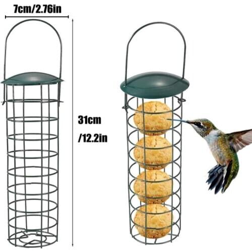 Hanging Bird Feeder Iron Outdoor Pet Bird Seeds Food Feeder Tree Garden Snacks Bucket Holder Comederos Para Aves Bird Supplies