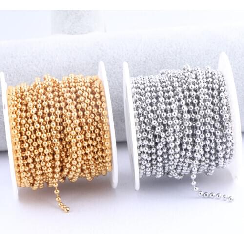 10 Meters/Roll 1.5mm 2.0mm 2.4mm 3.0mm Ball Chain Diy Gold Plated Stainless Steel For Necklace Jewelry Making