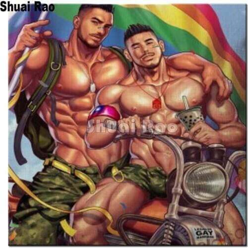 Sexy gay muscle man diamond painting 5d diy full square round drill rhinestones diamond embroidery mosaic set good pal gift