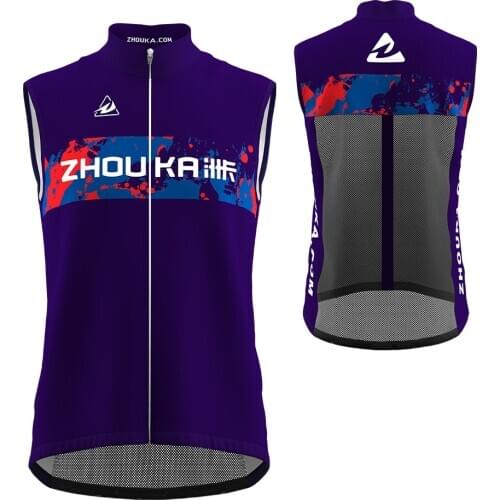 Zhouka Mesh Breathable Fabric Bicycle Vest Mens Cycling Windproof Vest For Sale