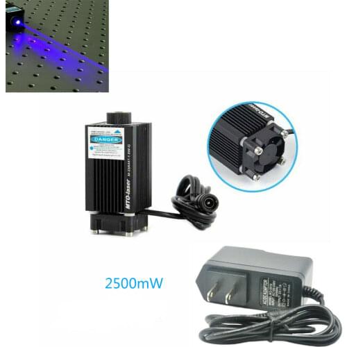 Blue 450nm 2500mW 2.5W Dot Laser Diode Module for Carving w/ 12V Adapter 33x55mm
