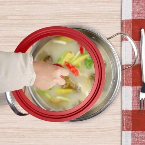 Glass Wok Lid 28-30-32cm Food Grade Silicone Frying Pan Lids Round Stock Pot Cover Multifunction Home Supplies For Kitchen Tools