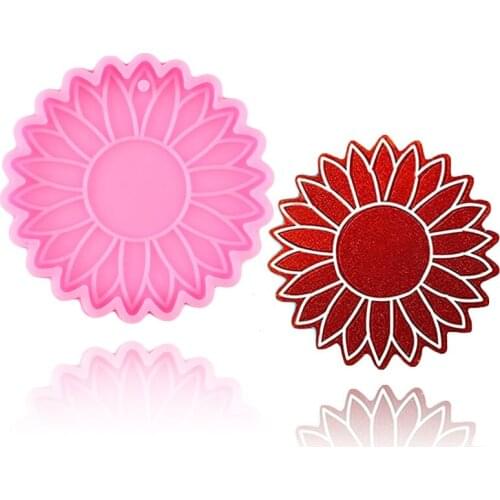 Super Glossy Sun Flower Resin Molds Craft Keychain Silicone Mold DIY Charms Necklace Jewelry Epoxy Mould Chocolate Candy Moulds