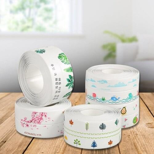 Seal Strip Anti-Collision Weatherproof Self Adhesive Caulk Strip Sealing Tape For Sink Bathroom Kitchen H88F