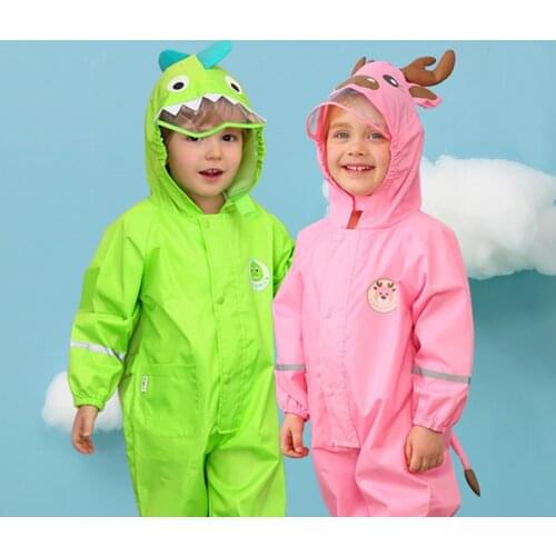 80-130CM 3D Cartoon Dinosaur Waterproof Raincoat For Children Baby Rain Coat Poncho Boys Girls Siamese Suit