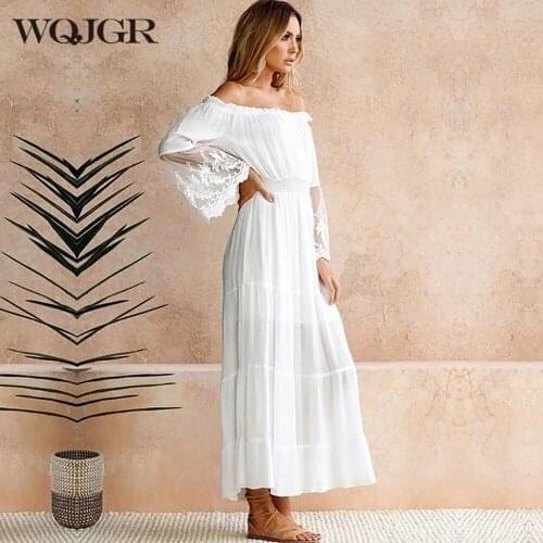 Белые летние платья WQJGR China At AliExpress