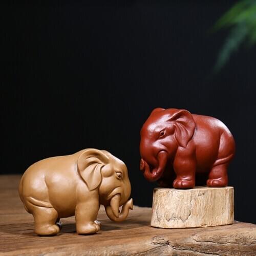 Yixing Natural Purple Clay Tea Pet Elephant Statue Sculpture Chinese Kung Fu Tea Set Try Decor Crafts Zisha Boutique Souvenir