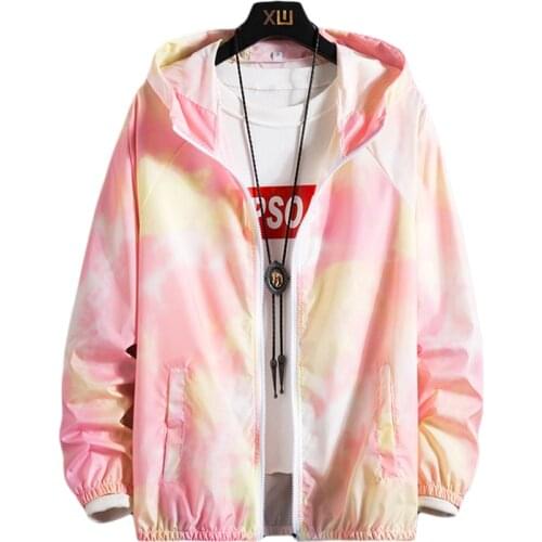 2021 Summer Women Basic Jackets Coat Causal Thin Print Zipper Windbreaker Lightweight Women Hooded Jacket veste femme oversize