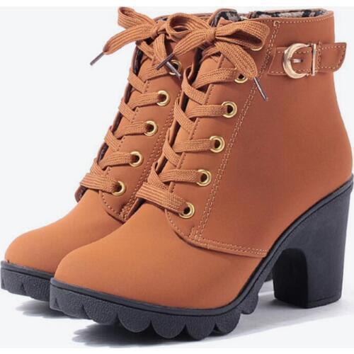 2019 new size ankle boots womens platform high heel womens boots buckle shoes thick heel shoes ankle boots