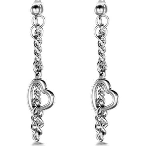 Titanium Steel One Earring Double Style Wearing Tassel Hoop Earrings Chain Tie A Knot Design Earrings for Women Stylish Girls