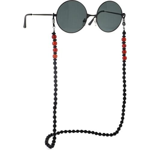 20styles Chic Vintage Handmade Black Stone Bead Luxury SunGlasses Chain Women Men glasses holder strap eyewear accessories