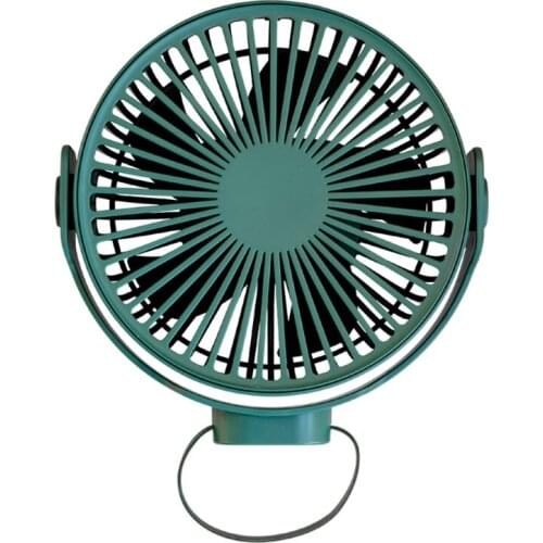 360 Rotation 7-Inch USB Rechargeable 4000mAh Desk Hanging Fan 4 Speed Ceiling Fan for Camping Tent Outdoor School Home