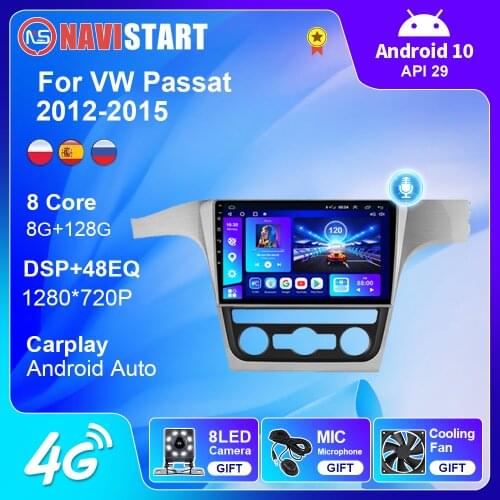 6+128 Android 10 For VW Passat 2012-2015 BT Carplay USB Android Auto Navigation GPS Stereo 2 Din 4G WIFI DSP Radio No DVD Player