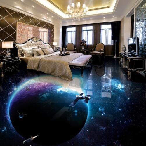 Free shipping custom flooring 3d bathroom living room wallpaper Cosmic waterproof thickened home decoration floor mural