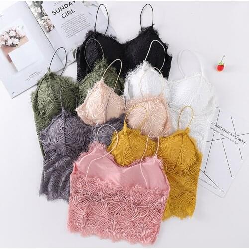Women Full Lace Beauty Backless Bra Elastic Thin Shoulder Strap Underwear No Rims Sexy Bras Gathering Elasticity vest Underwear