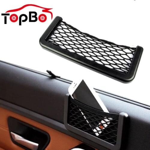 Car Net Bag Phone Holder Storage Pocket Organizer For Phone Paste Net Pocket Cellphone Mount Car Accessories