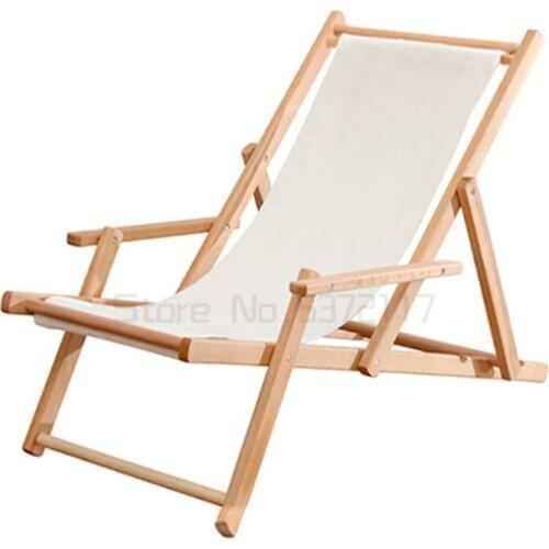 Wild luxury travel solid wood beach chair beech deck chair lunch break chair outdoor portable lazy sofa chair Folding canvas