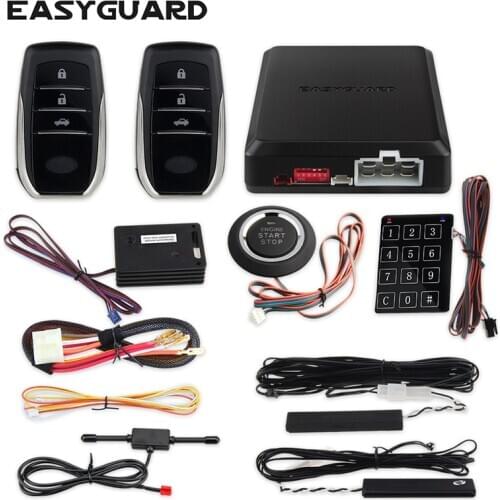 EASYGUARD PKE car alarm remote start keyless entry push start button touch password entry vibration alarm smart key