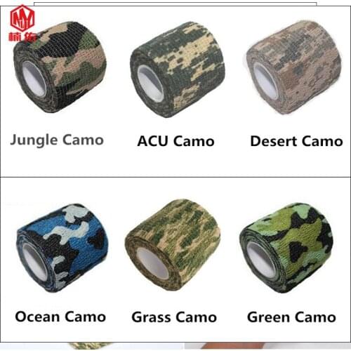5PCS Outdoor Camouflage Breathable Bandage Sports Tape Elastic Hair Band Factory Direct EDC Emergency First Aid Portable Bandage