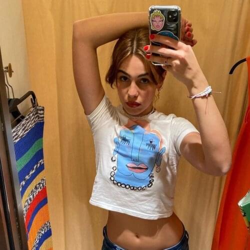 Y2K baby Summer Women Graphic T Shirts Navel vintage Stretchy Short Sleeve Kawaii Crop Top Harajuku clothing Aesthetic