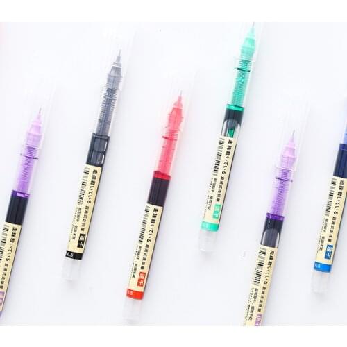 3pcs/lot Straight Liquid Ball-point Pen 0.5mm Color Pens Speed Dry Gel Pens Hand Account Pens Non-print Wind Student Stationery