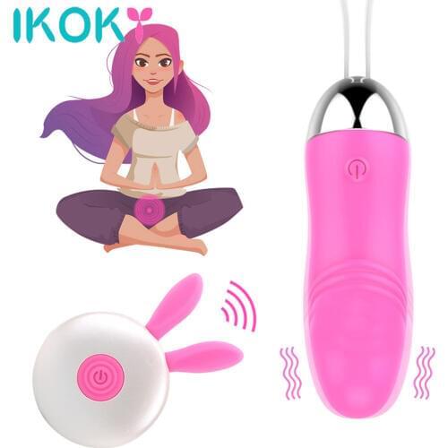 IKOKY Clitoris G-Spot Stimulate Kegel Ball Dildo Vibrator Sex Toys for Women Female Masturbator 12 Frequency Remote Control