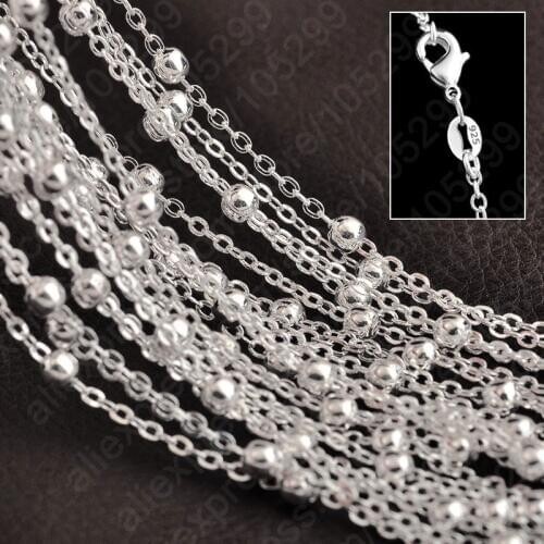 New Fast Shipping 10PCS 16-30" Necklace Jewelry Chains 925 Sterling Silver Ball Rolo Chain Nice Made For Pendant