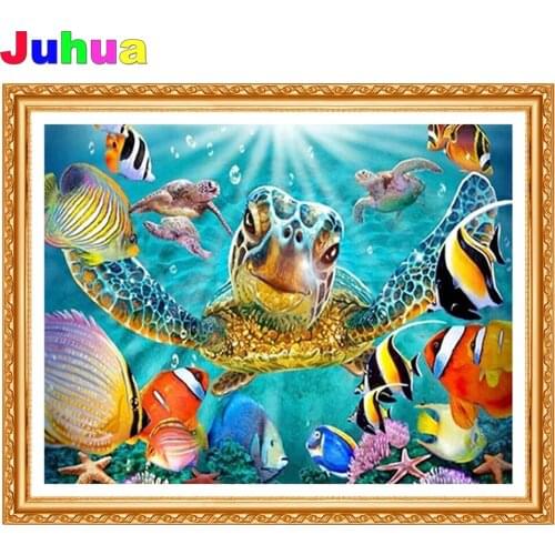Sea turtle 5D diy diamond painting cross stitch full drill cartoon fish diamond embroidery mosaic art kids room decor