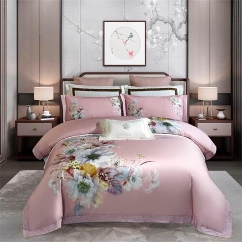 2020 Luxury 600TC Egypt Cotton Garden flowers Bedding Set Silky Smooth Duvet Cover Bed Sheet Pillowcases Queen King size 4Pcs