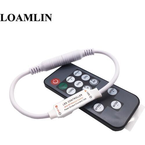 5-24V 14Keys RF LED Strip Controller Mini Dimmer RF Remote For 5050 2835 Led Strip Single Color