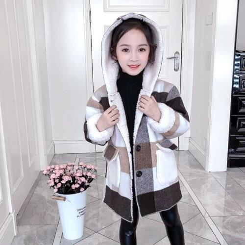Cool Fur Jacket Winter Spring Coat Outerwear Top Children Clothes School Kids Costume Teenage Girl Clothing Woolen Cloth High Qu