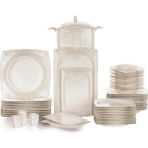 SCHAFER Wondel 60 Pieces Square Dinner Set White 02